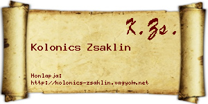 Kolonics Zsaklin névjegykártya